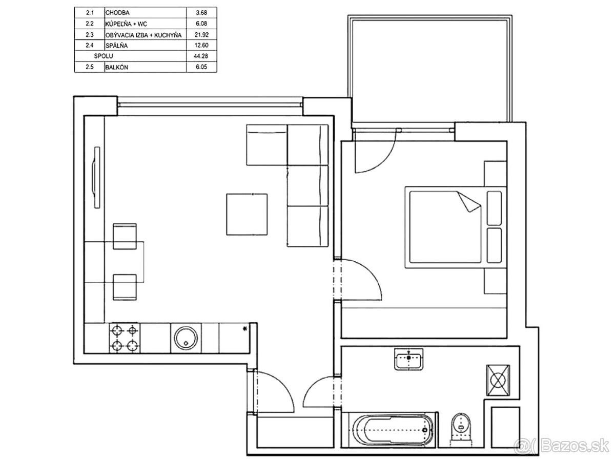 Novostavba pri Bratislave, 2 izb.byt, Terasa 6m, Len 1 sused - 19