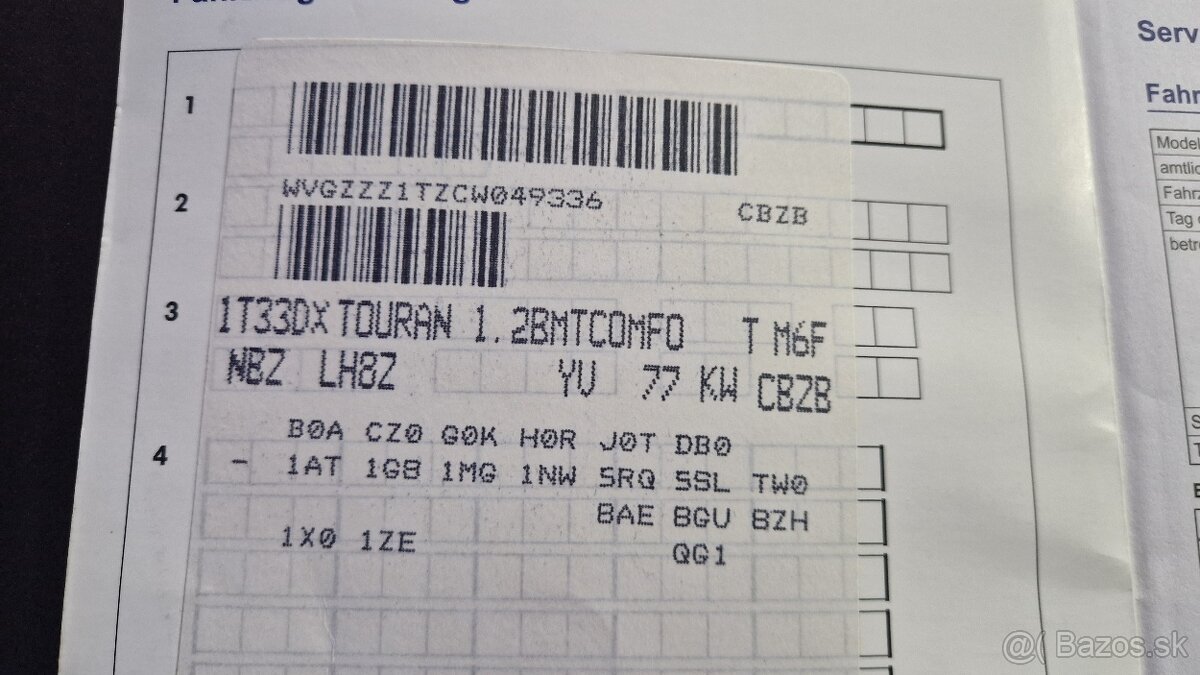 VW Touran 1.2 TSI M6 77kW 166700km 11/2011 - 19