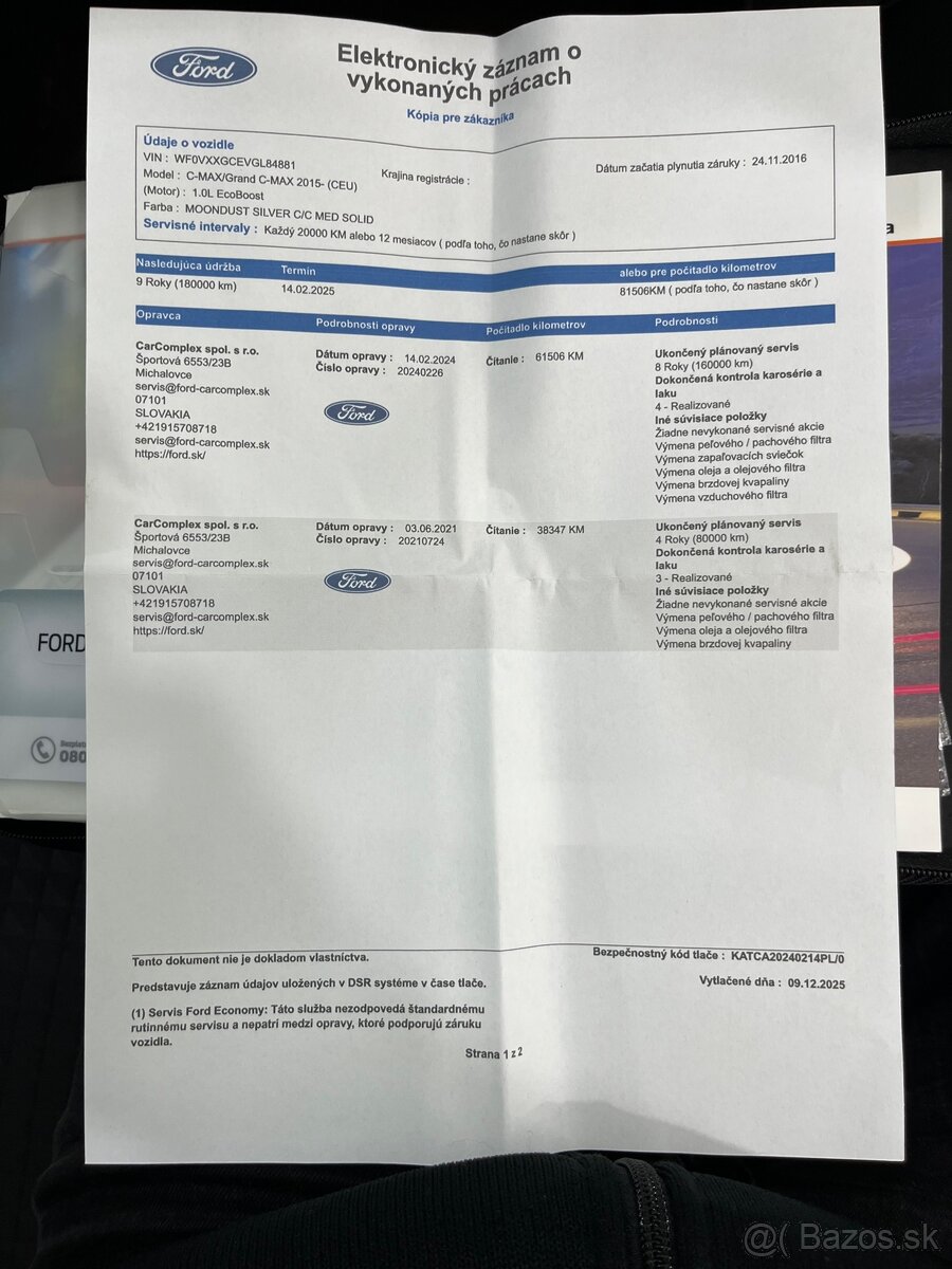 FORD C-Max 1.00 92 kw 1 maj, Kupované v SK naj.71000km - 19