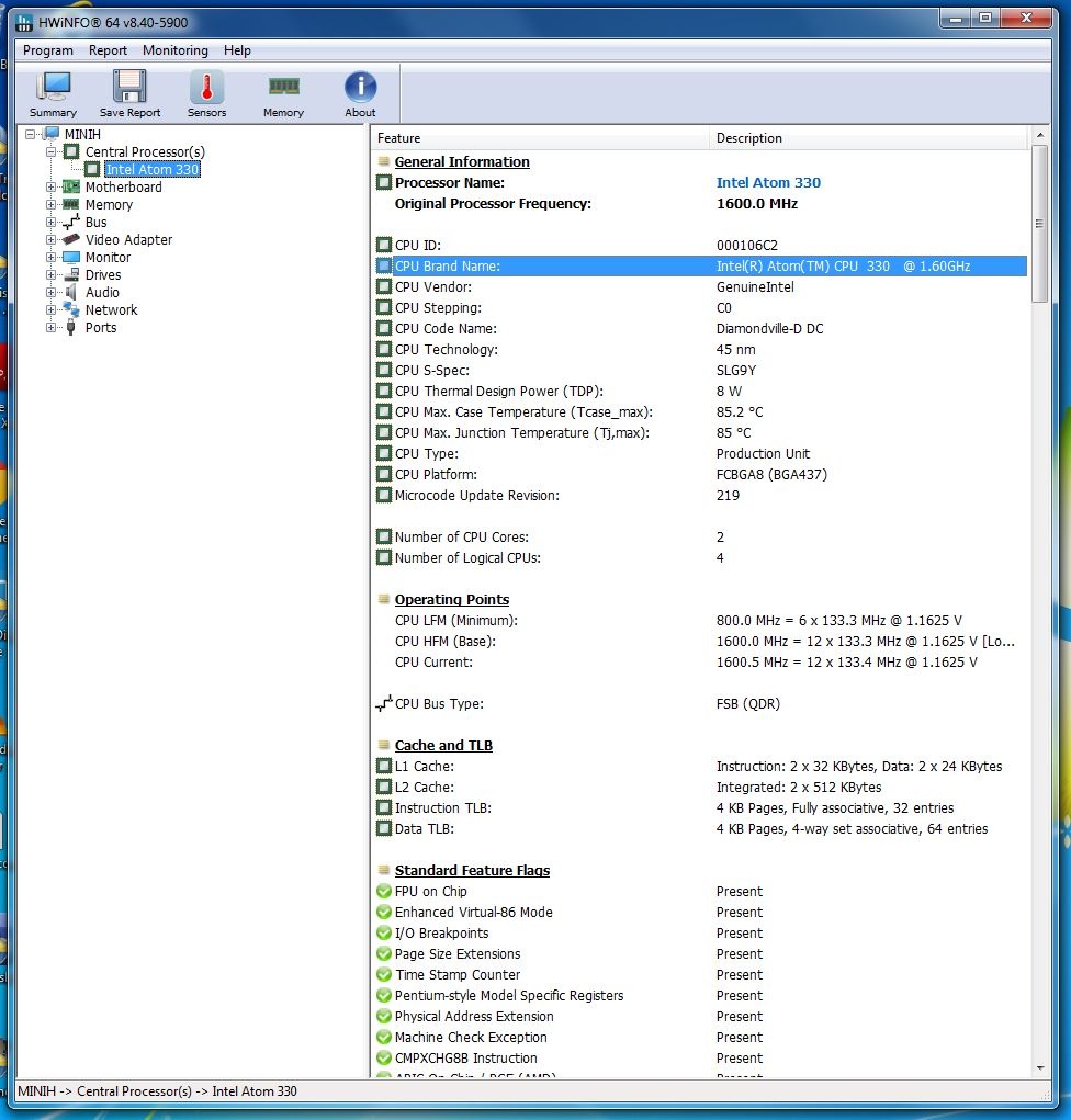 Predám mini-PC ASUS AT3IONT-I Intel Atom 330 1,60Hz 4GB RAM - 19