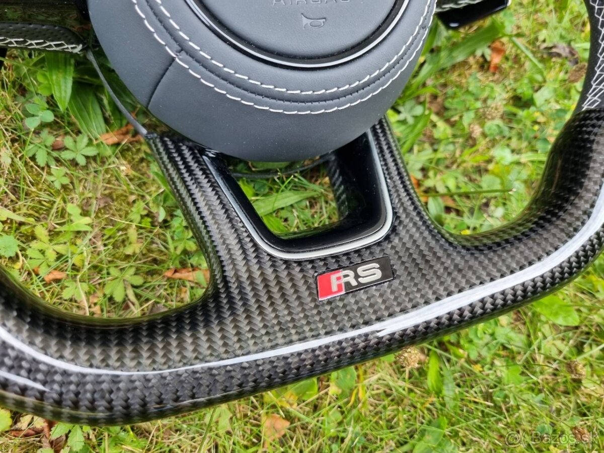 AUDI VOLANT KARBONOVY ZKOSENY s airbagom a RS padlami - 19