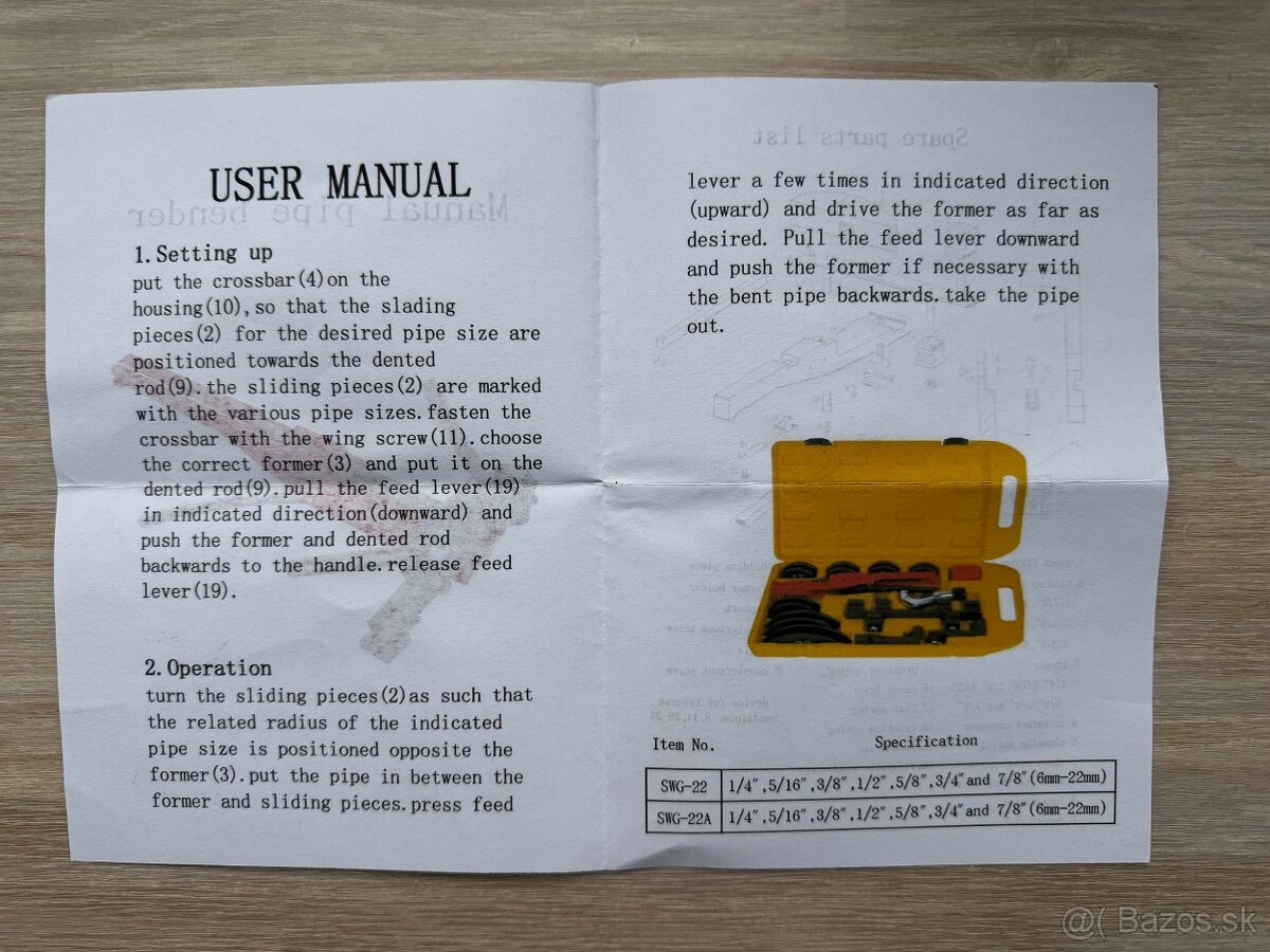 Nová ručná ohýbačka rúr 7 čeľusťi 6-22mm (1/4″-7/8″) - 19