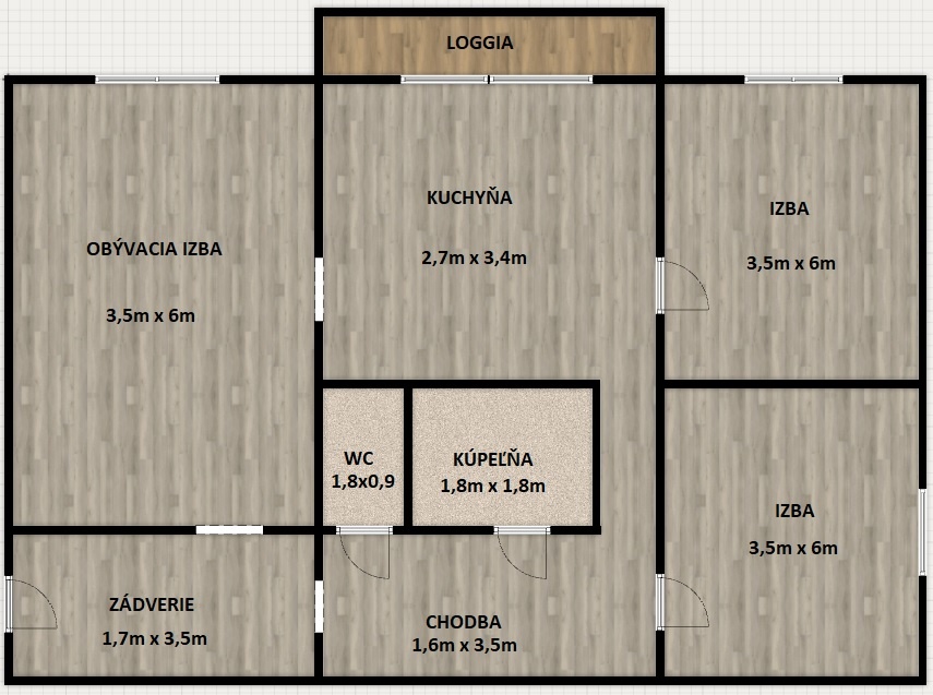 3 izbový byt s loggiou, 74 m2 - SMIŽANY - 19