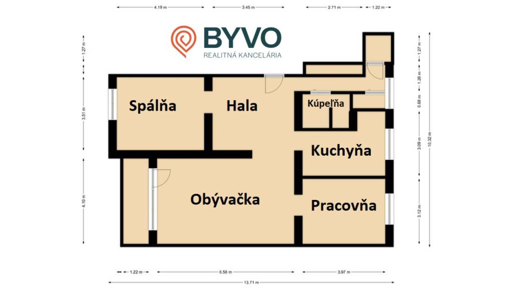 Jedinečný a priestranný 3-izbový byt s tehlovou atmosférou 9 - 19