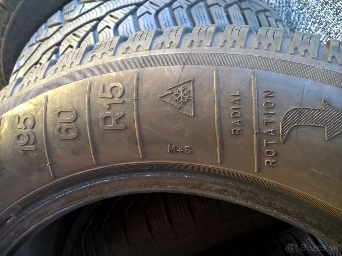 4 ks ZIMNÉ 195/60 R15 88T KLEBER cca 7 mm - LEN 20,- €/kus - 19