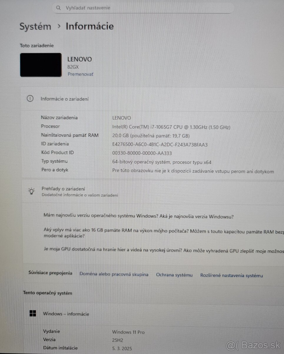 Notebook Lenovo V17-IIL/17"/i7/20GB RAM/512 SSD/nVidiaMX330 - 19