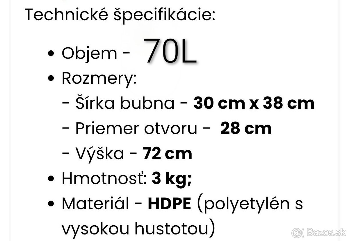 Lacné potravinárske plastové 70l sudy - 19
