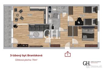 BRANISKOVÁ - Staré mesto - 3 izbový byt - Pražský typ - Komp - 19