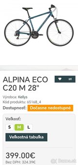 Crossový bicykel ALPINA ECO C20 , 28"-stav nového bicykla - 19
