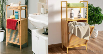 Bambusová polica s košom na prádlo - 19