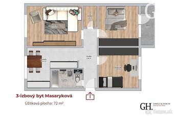 Kompletná rekonštrukcia - MASARYKOVÁ - 3 izbový byt -  klima - 19