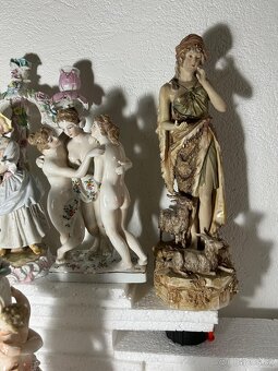 Starožitný porcelán svietnik misa socha - 19