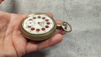 Monstrózné staré kapesní hodinky s lokomotivou, 66mm, 202g - 19