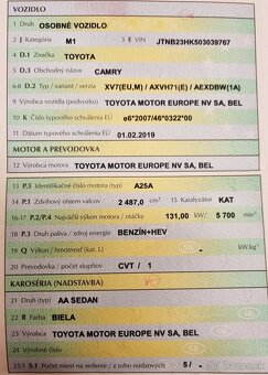 Predám: TOYOTU Camry, hybrid, 2,5, Execut. 131 kW, AT + VIP - 19