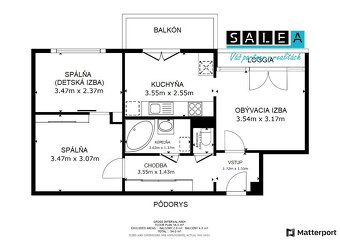 2-IZBOVÝ BYT, BALKÓN + LOGGIA, 54m2, ŽILINA - BULVÁR - 19