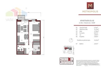Na predaj krásny 2-izbový apartmán, Metropolis, 54 m², Botto - 19