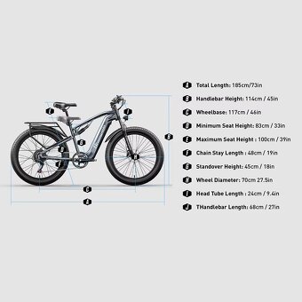 Výkonný fat ebike Shengmilo 26x3.0",500W,17.5Ah 840Wh,50km/ - 19