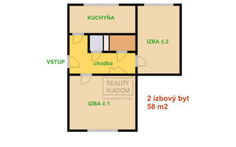 ✔️ Na prenájom veľký 2-izbový byt (58 m2) – Sabinovská ul. - 19