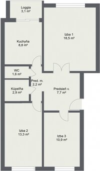3 izbovy byt Petrzalka, BA, klima, balkon, rekonstrukcia - 19