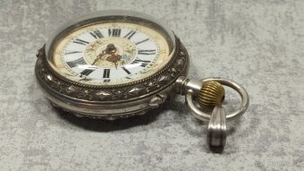 Staré stříbrné kapesní malované hodinky, PACKETOU IHNED - 19