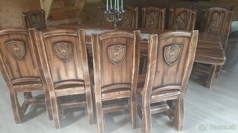 Drevený stôl Poľovnicke motivy 90×200cm+10stoliček - 19