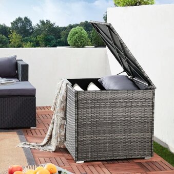 Záhradný ratanový úložný box 75x75x70cm čierny, sivý a hnedý - 19