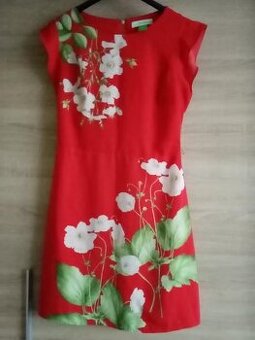 Dámske červené kvet elegantné šaty S