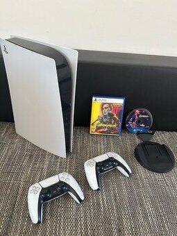 PlayStation 5 (PS5) + 2x ovládače + 2x hier