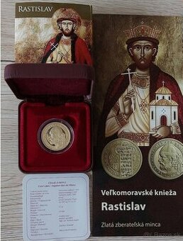 Zlatá zberateľská minca 100€ Knieža Rastislav 2014