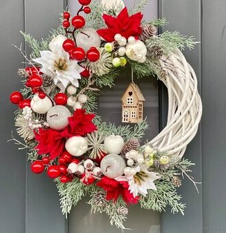 Vianočný veniec 35cm na dvere polmesiac vianočná dekoracia