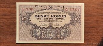 Bankovky 1.ČSR 10Kč 1927 Specimen