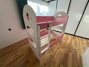 Poschodová posteľ pre deti 160x80cm RUŽOVÁ