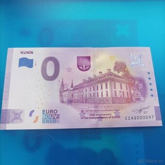 0 euro souvenír obec Kunin Anniversary číslo 97