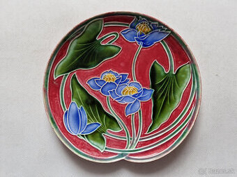 Starožitný secesní talíř majolika Villeroy Boch leknín - 1