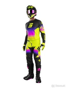 SHOT atv sx mx set dres nohavice fialovo žltý fluo