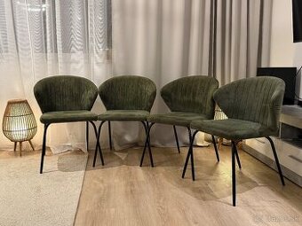 6 ks zelených manchestrových kuchynských stoličiek