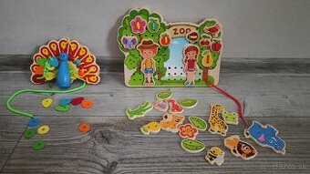 Drevené hračky so šnúrkami