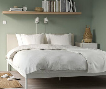 IKEA manželská posteľ biela, komplet s matracmi