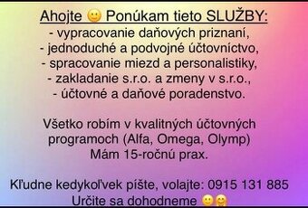 Účtovníctvo, mzdy, dane