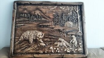 Drevený  obraz Poľovnicke motivy 80×63cm.hr.4.cm