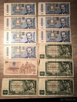 Československé bankovky s kolkom