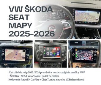 Aktualizácia navigácie VW Škoda Seat Mapy 2026 Kodovanie