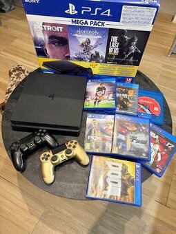 PlayStation 4 Slim + 2 ovládače + 7 hier + krabica
