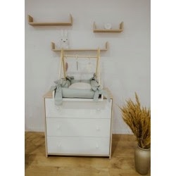 Komoda + prebaľovací pult Biela / Dub sonoma