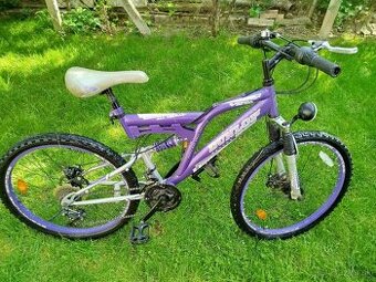 bicykel 24celoodpružený ,kotučové brzdy prevody 3x6