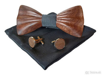 Čierny drevený motýlik - kompletný set