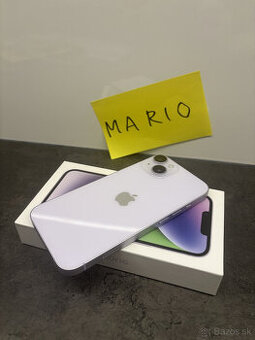 Fialovy iPhone 14 128GB top stav - 1