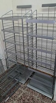 Kovové,  mriežkové regále s kolieskami