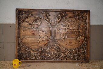 Drevený obraz – Karta sveta (mapa sveta)