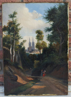 Starý obraz krajina okolo r. 1830